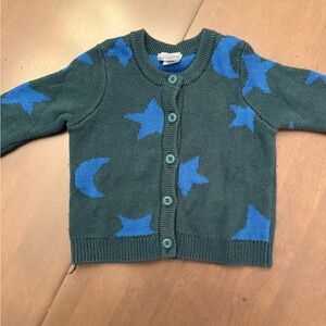 Hanna Andersson Kids Star and Moon Cardigan - Teal and Blue